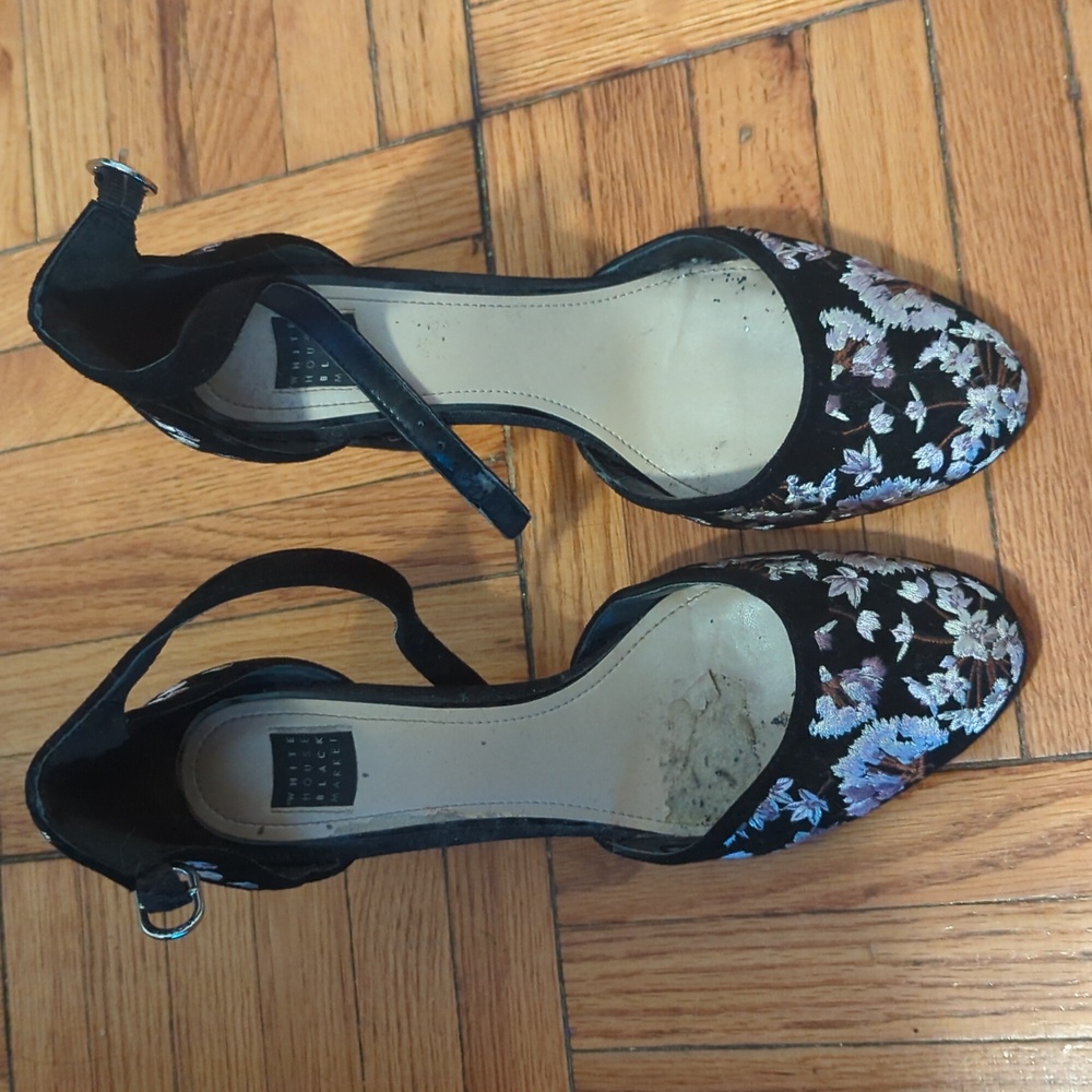 White House Black Market embroidered heels